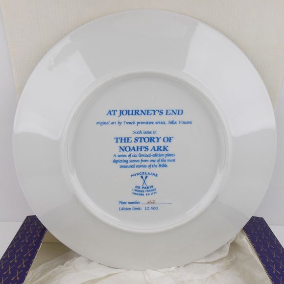 Limoges Porcelain Plate the story of The Noah's Ark AT JOURNEY'S END France - Picture 2 of 3